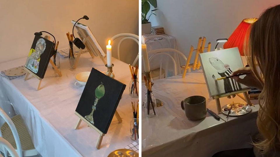Sip and Paint hos Pop Up Paint på Frederiksberg