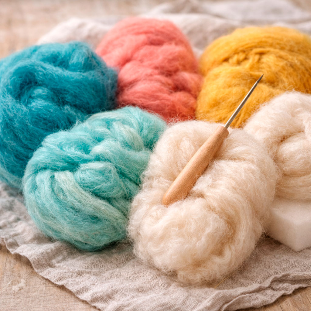 100 procent ubehandlet uldgarn til filtning af hjemmesko og tasker i vaskemaskinen