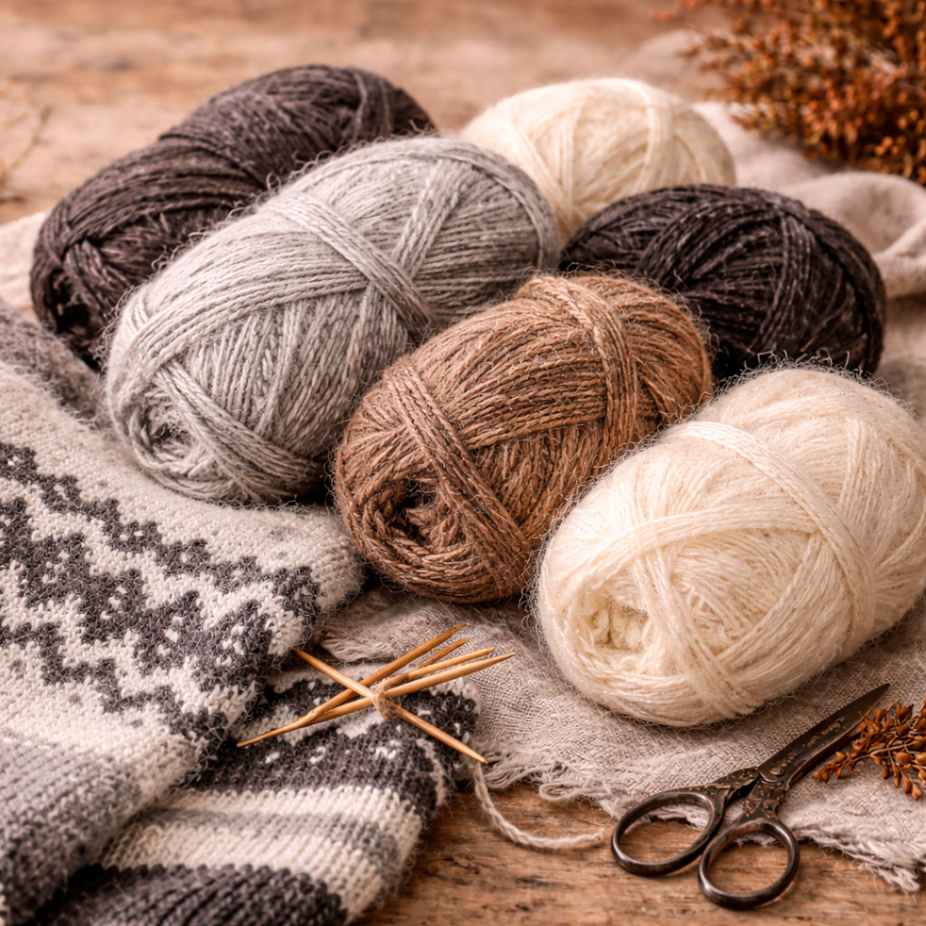 Rustikt og varmt islandsk uldgarn af typen Lettlopi til traditionelle uldsweatre